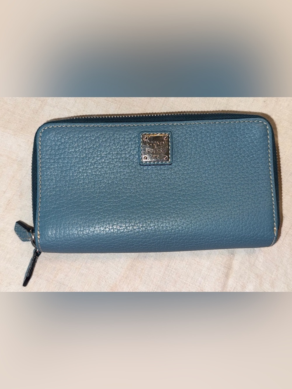 Dooney & Bourke Greyish Blue Zip-Around Leather Wallet - Picture 1 of 16